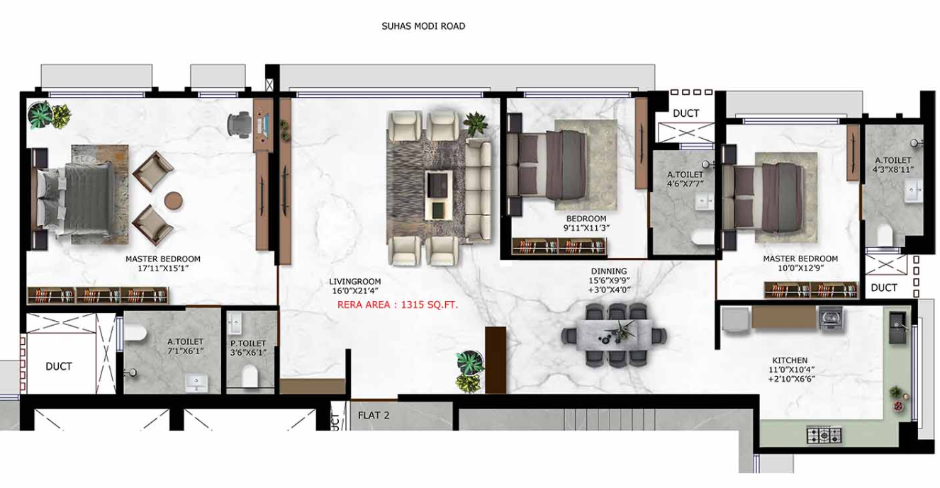 3BHK - 1315 Sq.Ft.